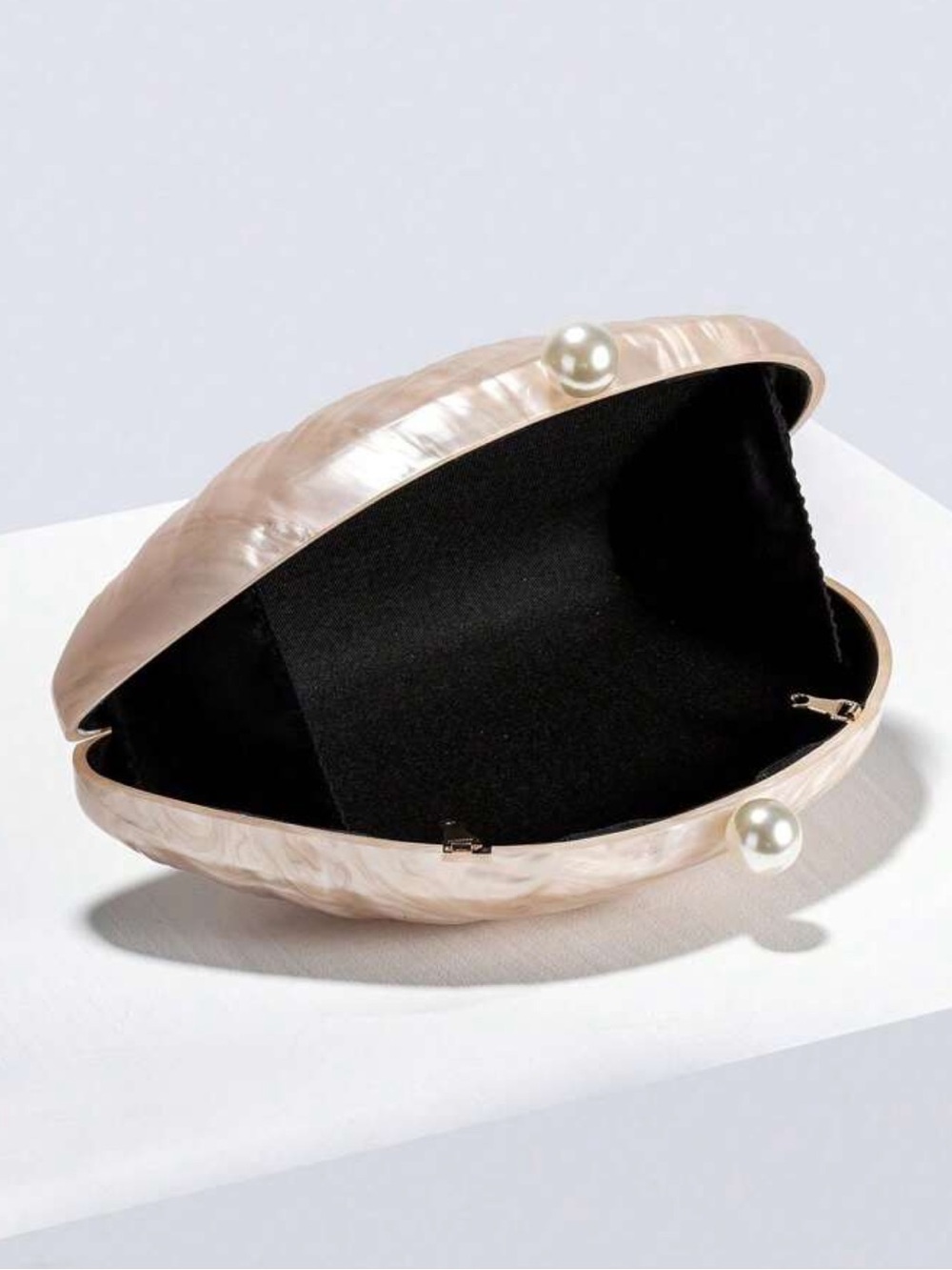 Mother of Pearl Shell Clutch Textured Handbag Purse Bag Shoulder Chain Included - Picture 5 of 5